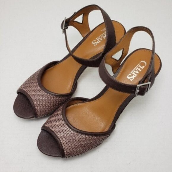 Chaps Marilynn Tan Open Toe Buckle Sandals Sz 10B - Picture 3 of 9